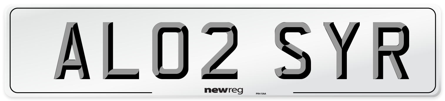 AL02 SYR Number Plate from New Reg